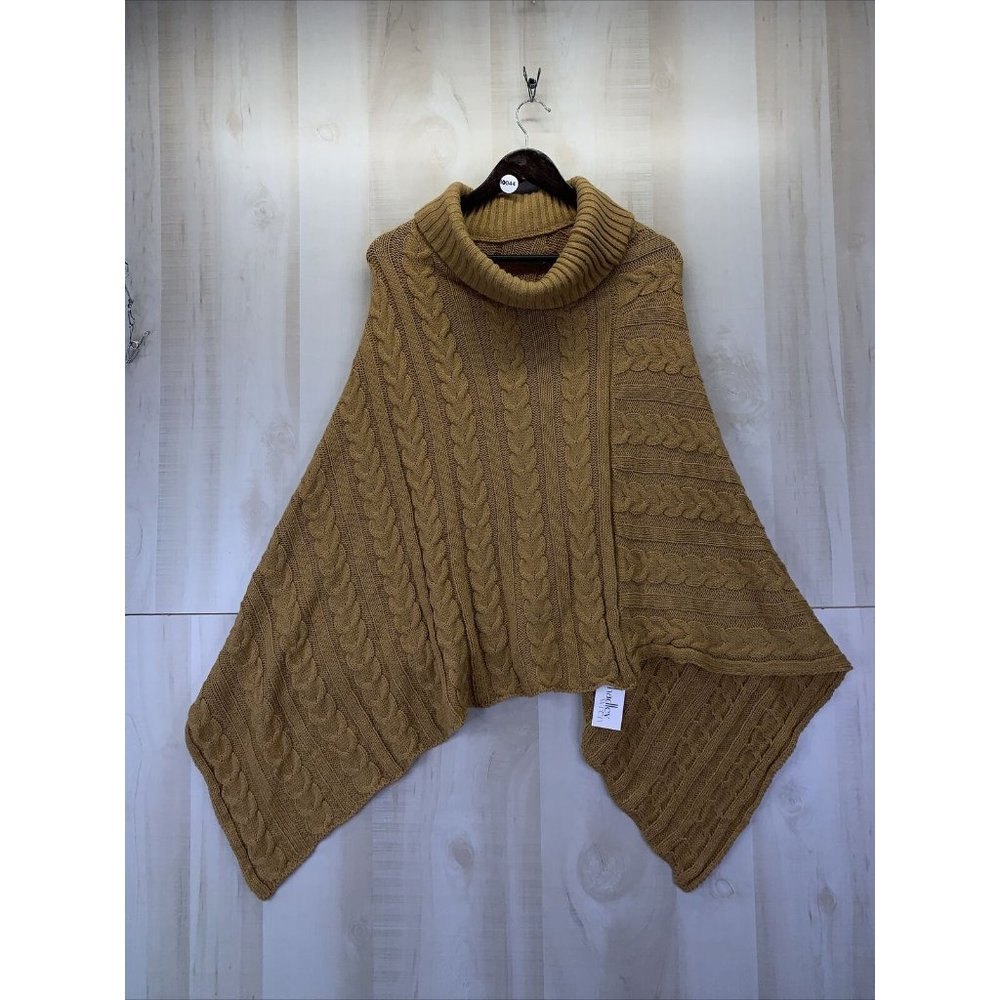 Hadley Wren Marissa Knit Gold Poncho Womens One Size-10044